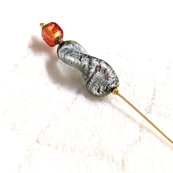 Vintage Artisan Made Italian Venetian Glass Stick Pin - Picture 6 of 10